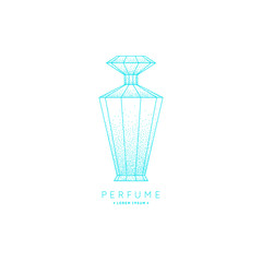 Bottle of perfume. Linear image perfume to monogram.