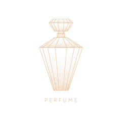 Obraz na płótnie Canvas Bottle of perfume. Linear image perfume to monogram.