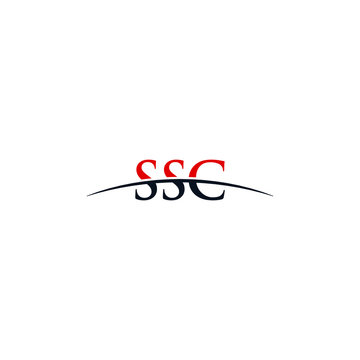 Initial letter SSC, overlapping movement swoosh horizon logo company design inspiration in red and dark blue color vector