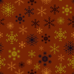 Naklejka na ściany i meble Cute Modern Christmas Snowflakes Repeating Seamless Pattern