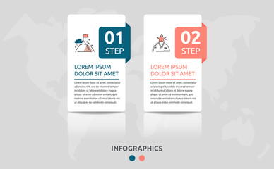 Vector infographic flat template. Rectangles for two diagrams, graph, flowchart, timeline, marketing, presentation. Business concept with 2 labels