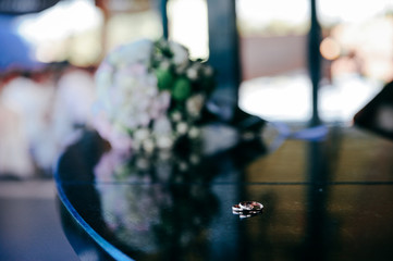 wedding,wedding decoration,groom, bride,flowers,wedding rings,the wedding cake,firework