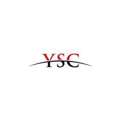 Initial letter YSC, overlapping movement swoosh horizon logo company design inspiration in red and dark blue color vector