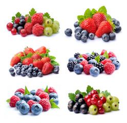 Sweet berries mix .Collage of berries.