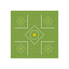 points zones for firing practice. Square shaped shooting target with a points zones for firing practice and competitions. Vector