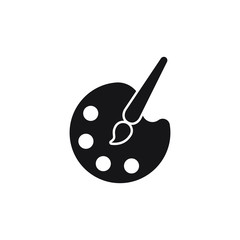 Painter palette and paint brush icon isolated on white background. Vector illustration
