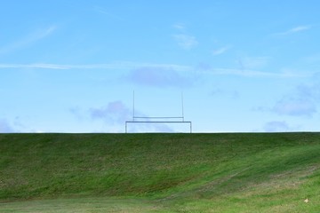 A beautiful sports field with a goal post.    BC Canada