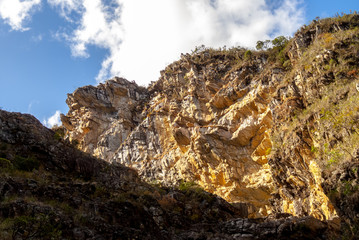 Rocky wall in the light of late afternoon, Serra do Cipo National Park, Minas Gerais, Brazil