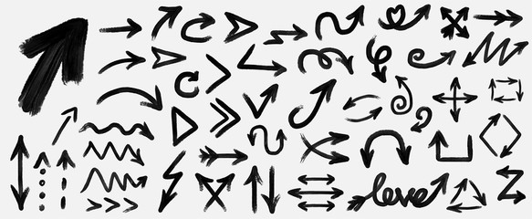 Black grunge arrow vector set.  grunge arrow brush. grunge arrow paint pack © Rey