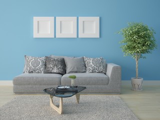 Mock up a modern living room with a stylish original sofa and perfect stylish background.