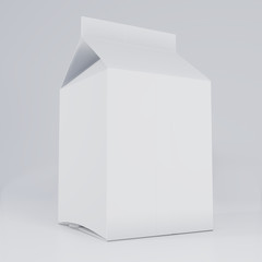Blank milk box. Retail package mockup. 3d rendering.