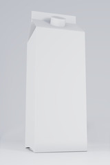 Blank milk box. Retail package mockup. 3d rendering.