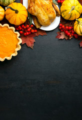 Thanksgiving Day fall background with copy space for a text