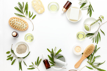 Spa concept with olive oil natural cosmetic ingredients