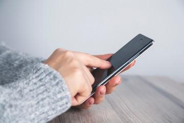 woman hand smart phone