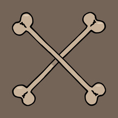Vector  of a bone. Concept of bone cross is a danger. Hand drawn bones. Symbol of pirates.