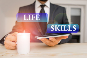 Writing note showing Life Skills. Business concept for skill that is necessary for full...