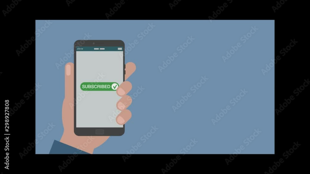 Poster using a smartphone and subscribing to online services, flat style, copy space, luma matte for backgr