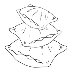 Vector illustration of a pillow. Hand drawn feather pillow.