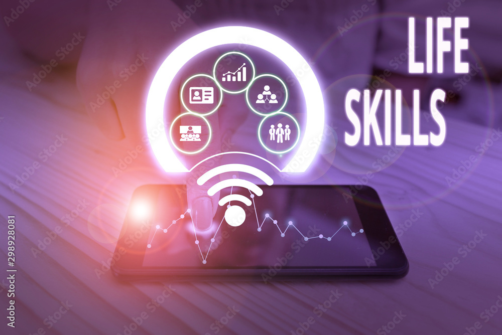 Aufkleber text sign showing life skills. business photo text skill that is necessary for full participation in