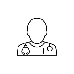 Male doctor line icon, physician outline vector logo illustration, linear pictogram isolated on white