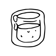 Vector of a glass for alcohol. Hand drawn glass for vodka.