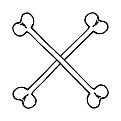 Vector  of a bone. Concept of bone cross is a danger. Hand drawn bones. Symbol of pirates.
