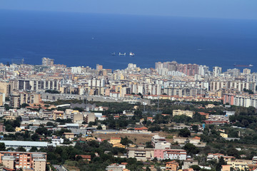 Naklejka premium Monreale, Italy - 3 July 2016: Photo Panorama of Palermo from Monreale
