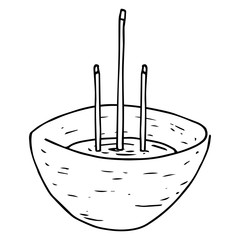 Incense icon. Chinese incense sticks vector illustration. Incense sticks hand drawn.