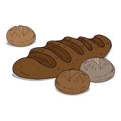 Vector of bread. Logo bakery products. Icon of fresh pastries. Banner hot bread. Bun icon.