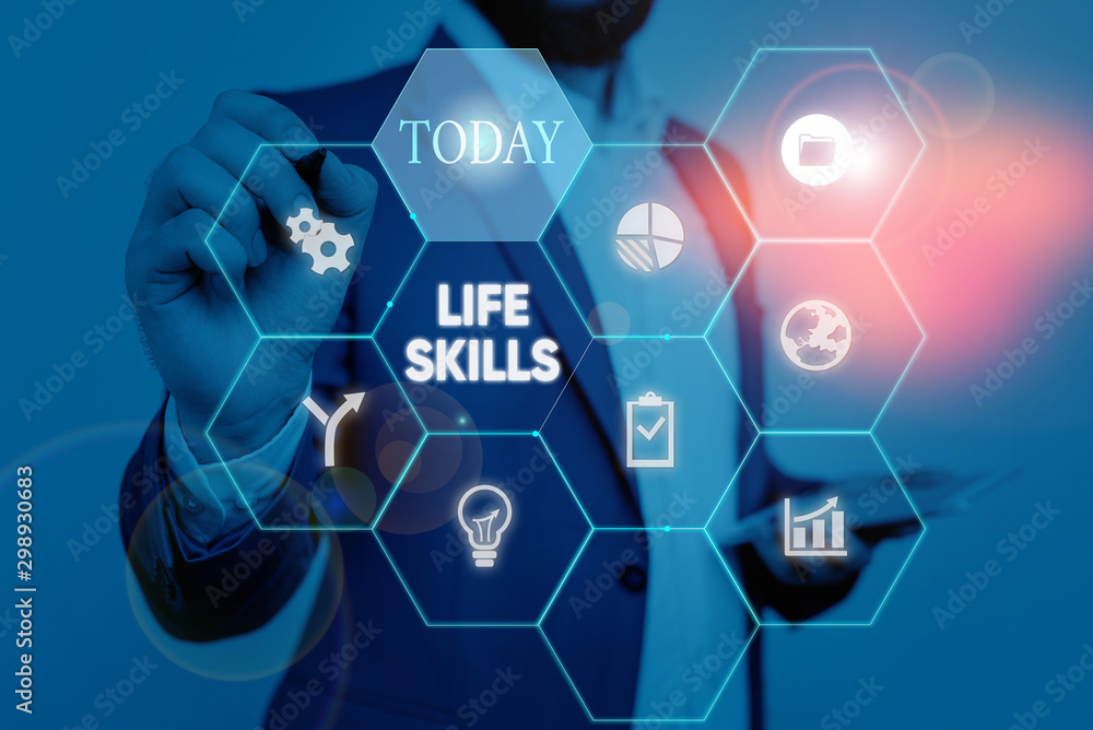 Aufkleber text sign showing life skills. business photo text skill that is necessary for full participation in
