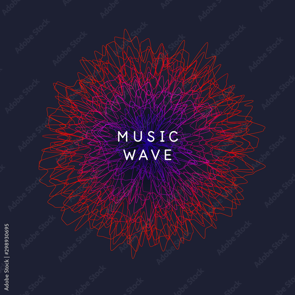 Poster music poster. vector abstract background with dynamic waves, line and particles.