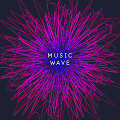 Music poster. Vector abstract background with dynamic waves, line and particles.
