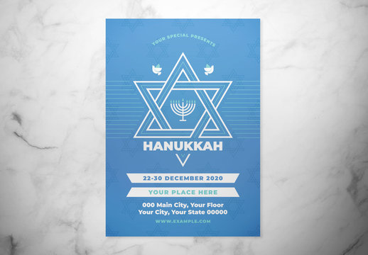 Hanukkah Event Flyer Layout with Star of David