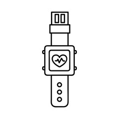 Smartwatch with heart sign line icon. outline vector sign, linear pictogram isolated on white. logo illustration