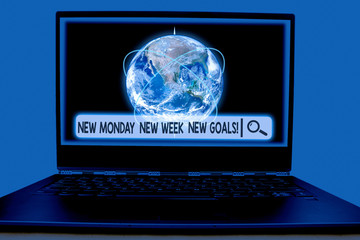 Conceptual hand writing showing New Monday New Week New Goals. Concept meaning goodbye weekend...