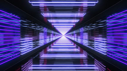 3D Render Looping Tunnel with Neon Equalizer