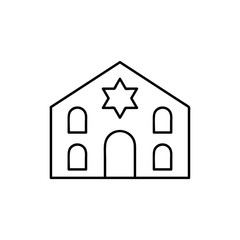Synagogue line icon, outline vector sign, linear style pictogram isolated on white. Symbol, logo illustration. Pixel perfect