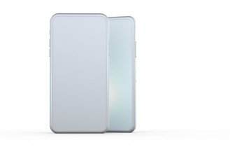 Fototapeta na wymiar New smartphone with blank screen isolated Flat 3d