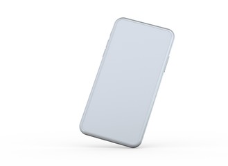 New smartphone with blank screen isolated Flat 3d