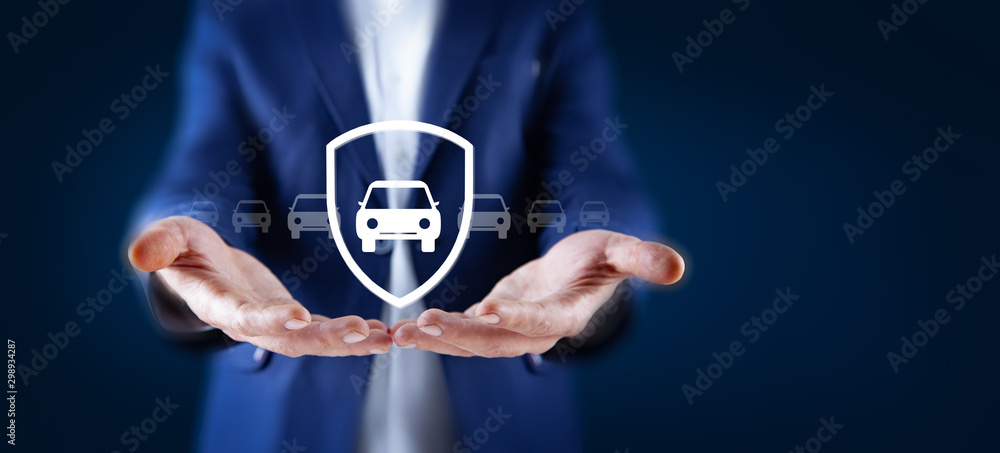 Poster man touching in car in screen