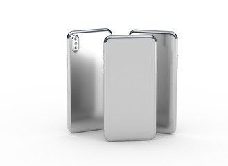 New smartphone with blank screen isolated Flat 3d