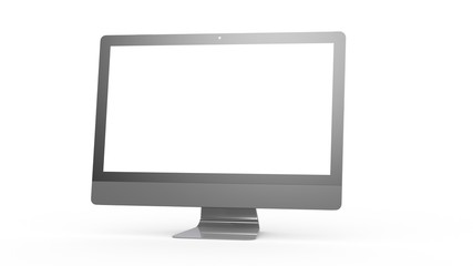 flat monitor white screen computer, pc display digital wide screen and slim 3d