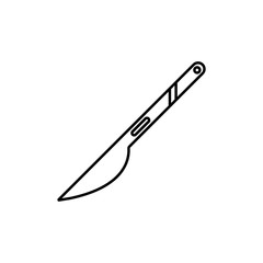 outline scalpel or knife medical surgery cutting tool vector icon. isolated black simple line element illustration from medical concept.