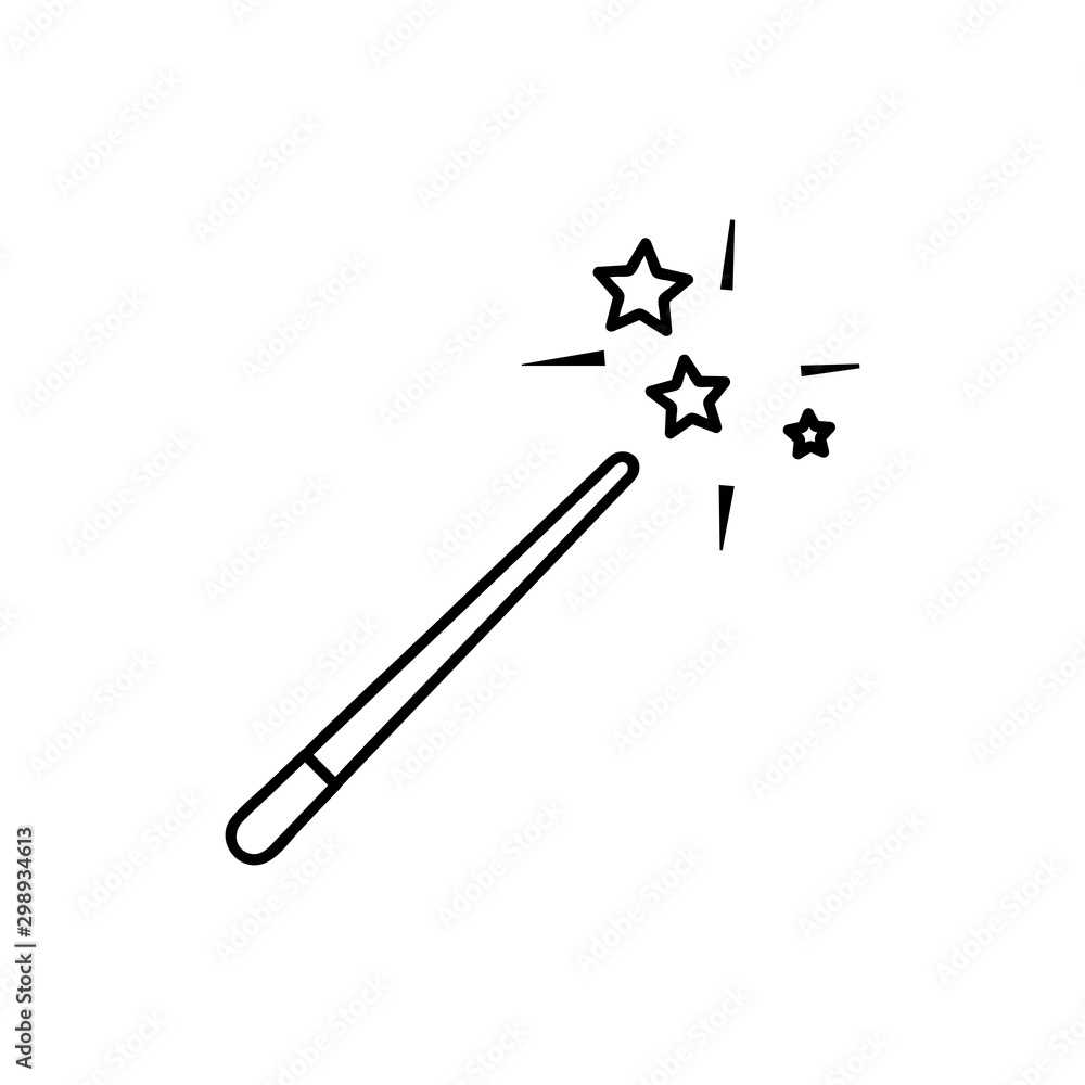 Poster magic wand outline icon. linear style sign for mobile concept and web design. fairy wand simple line