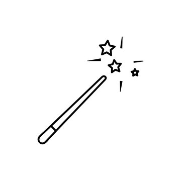 recommend clip art: Magic wand outline icon. linear style sign for mobile concept and web design. Fairy wand simple line vector icon. Symbol, logo illustration. Pixel perfect vector graphics
