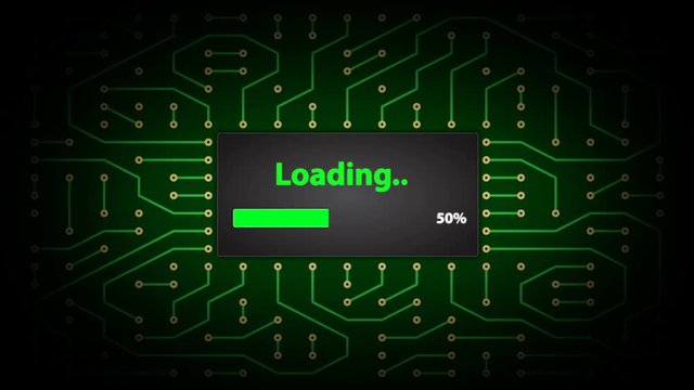 Loading Process Animation on Abstract Circuit Board Background. 3 Different Points of View