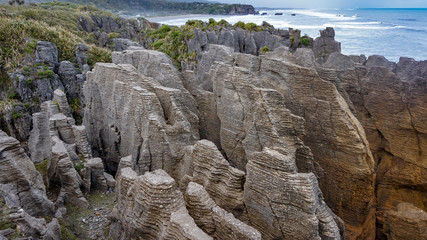 Fototapeta na wymiar Punakaiki Pancake Rocks Blowholes, West Coast, New Zealand