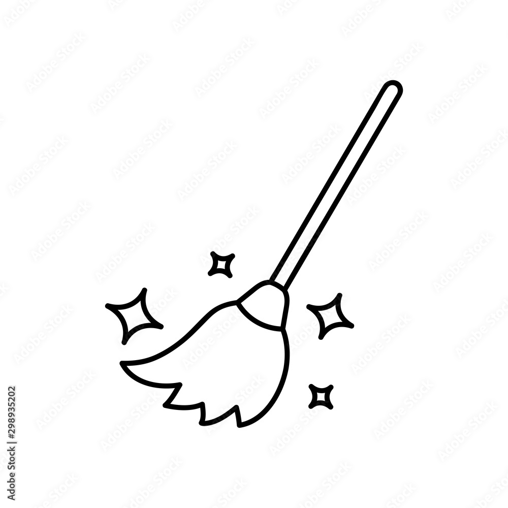 Poster broom line icon. element of household icon for mobile concept and web apps. thin line broom icon can