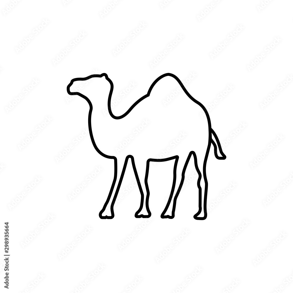 Poster line vector figure of camel. vector outline african animal for web and design. linear pictogram isol